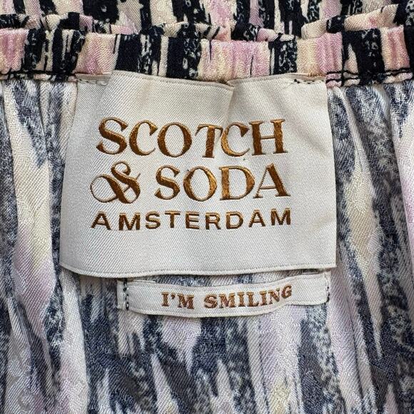 Scotch & Soda Amsterdam Cream Print Ruffle Midi Dress Small - Picture 3 of 5